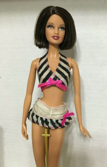 Barbie Doll My Scene Fashion Fever Black White Striped Halter Bikini