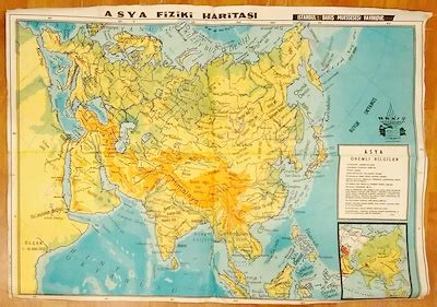 Asya Fiziki Haritas Bez St S Vama Bak Matbaas X Cm Bit