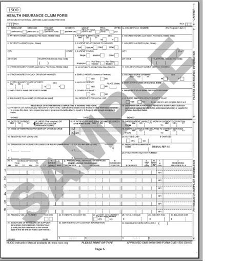 Sample Cms 1500 Form Cms 1500 Claim Form And Ub 04 Form