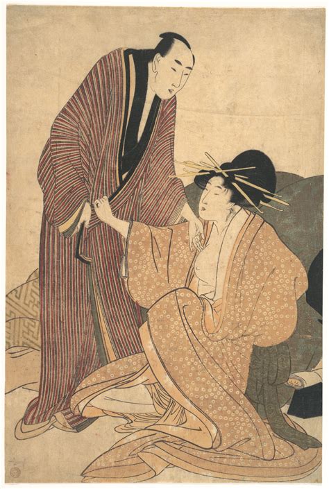 kitagawa utamaro parting of lovers courtesan and her lover japan edo period 1615 1868