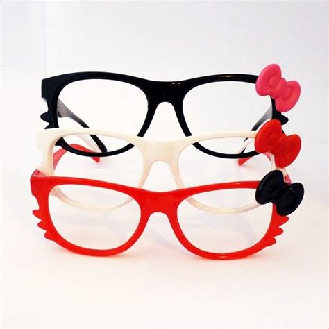 hello kitty bow bowtie black red women girl glasses frame costume nerdy t ts i am and girls