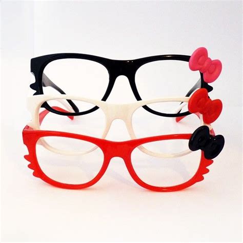 Hello Kitty Bow Bowtie Black Red Women Girl Glasses Frame Costume Nerdy T Hello Kitty