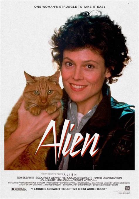 Alien 1979 Movie Funny Fan Art Poster Repin Ripley And Cat Jonsey Cat