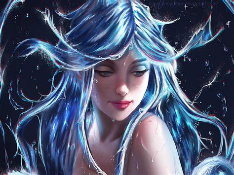 Hd Wallpaper Mermaid Sakimichan Siren Face Blue Luminos Fantasy