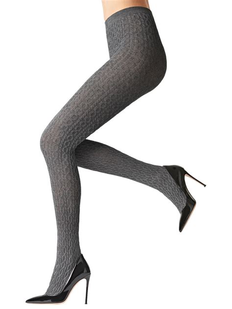 fogal eyrin cableknit cotton pantyhose in grey modesens fogal woolen tights pantyhose