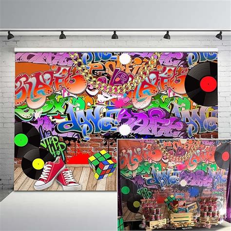 Video Studio Leowefowa 6x6ft Grunge Graffiti Backdrop Crazy Hip Hop