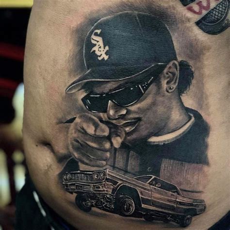 Portrait Of 90s Rapper Eazy E With Impala 60 Eazy E Tattoo Gangster