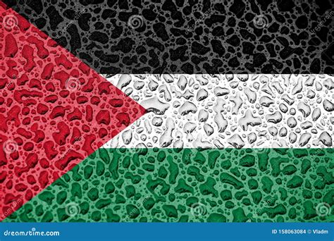 Palestine National Flag Made Of Water Drops Background Forecast Season