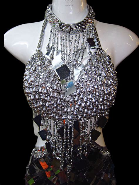 Diva S Diamond Sequin Accented Silver Fringe Cutout Salsa Dance Dress