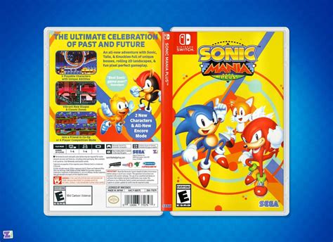 Sonic Mania Plus Cover Art Reversible Insert And Case For Nintendo