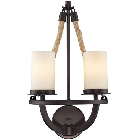 Boathouse Nautical Rope Sconce With Glass Shade Agedbronze 210 Wall