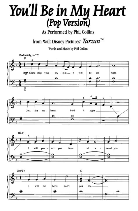 Amazon best sellers our most popular products based on sales. YOU'LL BE IN MY HEART Tarzan Easy Piano Sheet music - Walt Disney | Easy Sheet Music