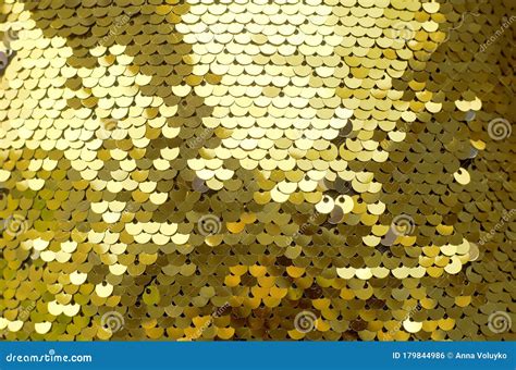 Fabric With Sequins Of Gold Color Stock Photo Image Of Gold Texture