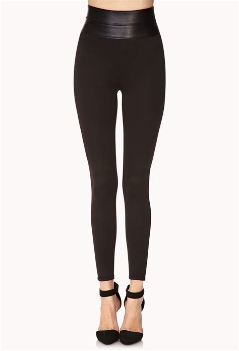 Lyst Forever 21 Standout Faux Leather Leggings In Black