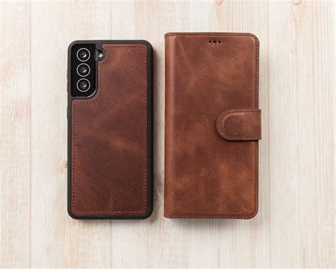 Brown Leather Samsung Wallet Case For S23 S22 S21 S20 S10 Etsy