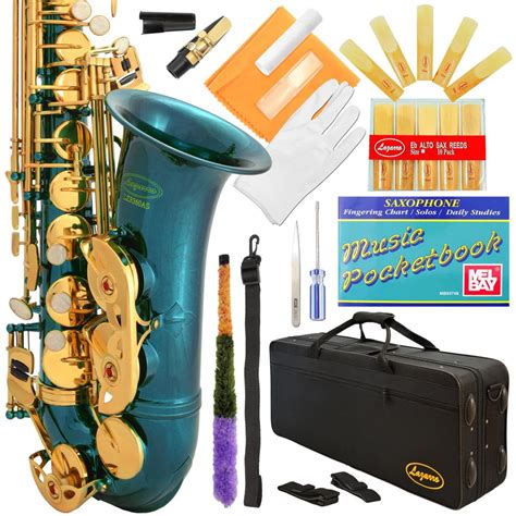 Lazarro 360 Sb Professional Sea Blue Gold Keys Eb E Flat Alto Saxophone