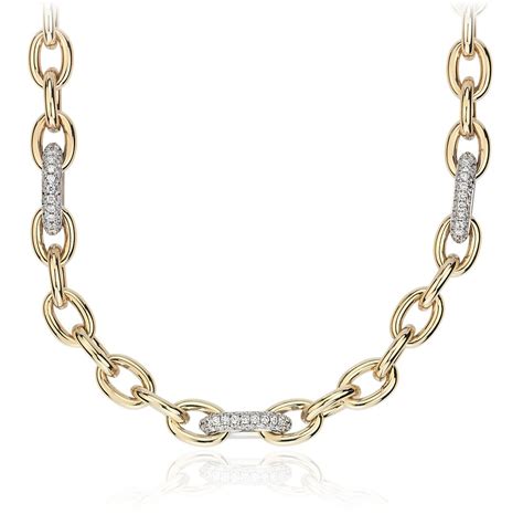 Chain Link Diamond Necklace In 18k Italian Yellow Gold Blue Nile