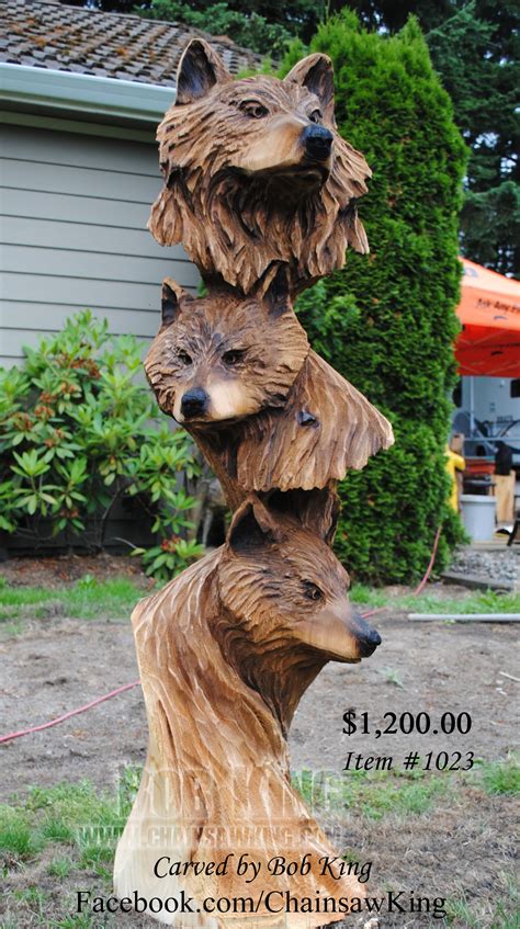 Wolf Bust Chainsaw Carving By Bob King This Sculpture Is Sold But We