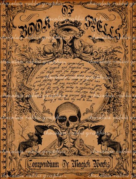 Witch Spell Book Cover Halloween Digital Download Printable Etsy