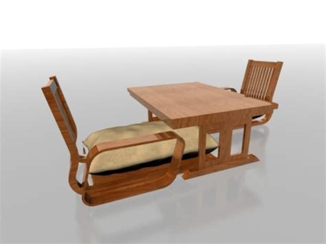 Wood Tea Table Set Furniture Free 3d Model Max Vray Open3dmodel