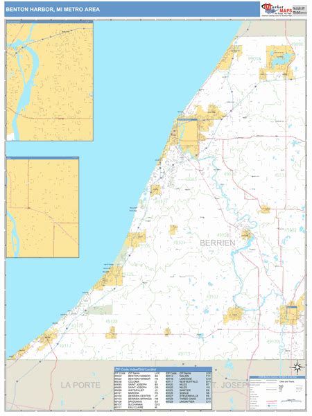 Benton Harbor Mi Metro Area Wall Map Basic Style By Marketmaps Mapsales