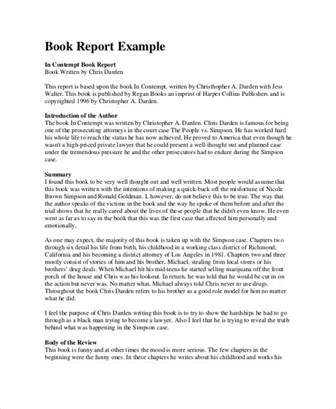 Book Report Format 13 Word Pdf Documents Download