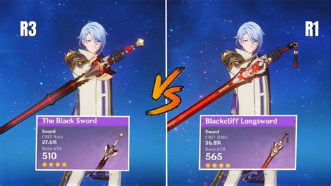 Ayato Weapon Comparison Black Sword Vs Blackcliff Longsword Genshin