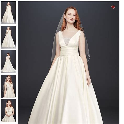 David's Bridal Satin Cummerbund Ball Gown Wedding Dress with POCKETS!!!