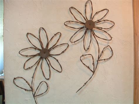 Rustic Western Rusty Barbed Wire Sunflower Wall Decor Set Of 2