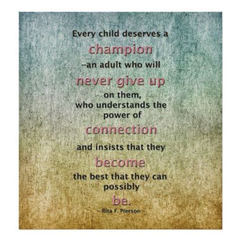 Every kid needs a champion video file. Every Child Deserves A Champion Poster | Zazzle.com | Inspirational quotes, Children, Never give up