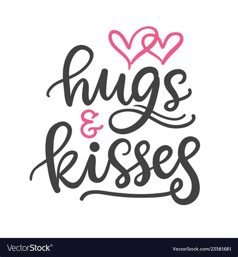 Hugs And Kisses Hand Written Lettering Royalty Free Vector