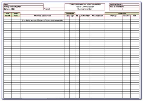 Chemical Inventory List Form