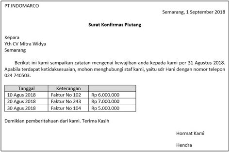 Detail Contoh Surat Konfirmasi Hutang Koleksi Nomer 6