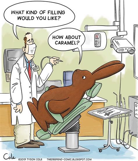 sweet tooth ~ chocolate easter bunny at the dentist for caramel filling the deep end comic