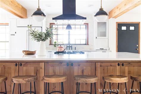 Modern white and wood kitchen cabinets. Rustic Modern Kitchen Cabinets - Maison de Pax