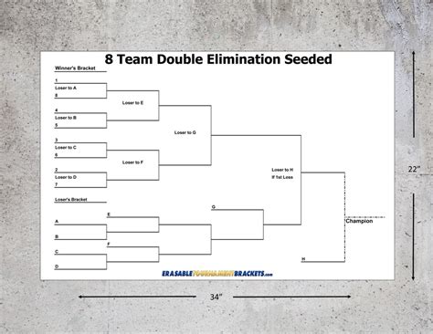 Team Double Elimination Printable Tournament Bracket
