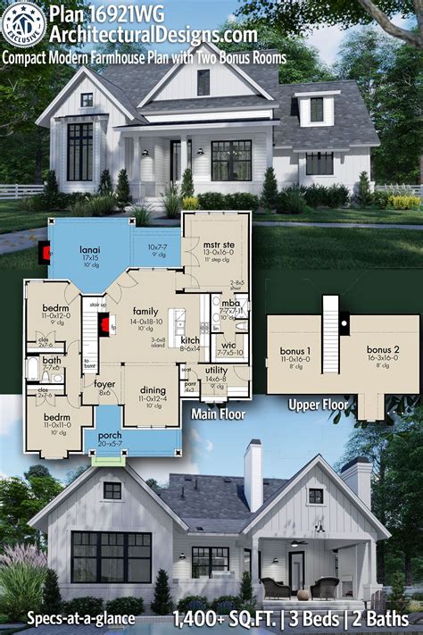 Compact Modern Farmhouse Plan With Two Bonus Rooms Wg