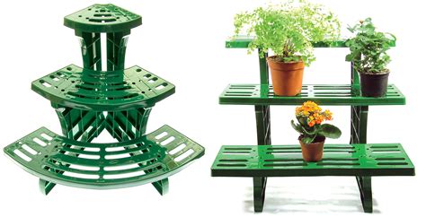 Stacks smaller, saves 30% more space stacks and nests in any order Etagere Potted Plant Pot Stand 3-Tier Garden Display ...