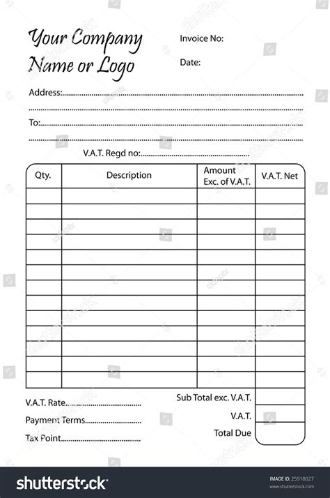invoice book illustration bill pad template stock