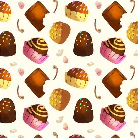 Diseño De Patrón De Chocolate Acuarela Vector Gratis