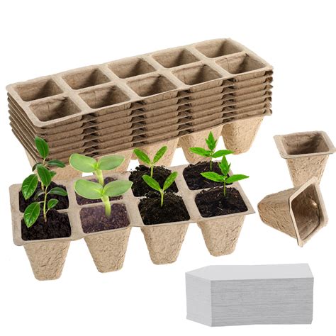 100 Cells Peat Pots Seed Starter Trays Biodegradable Seed Tray 10 Packs