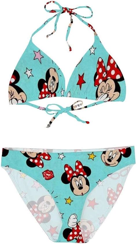 Happy Mickey Minnie Bikini Swimsuit For Women Pools Beach