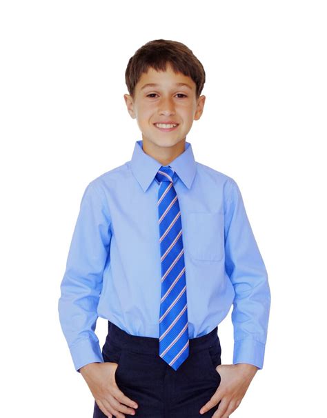 Organic School Uniform Blue Long Sleeve Shirt