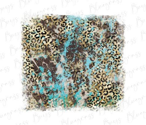 Turquoise Cowhide And Leopard Background Png Distressed Etsy