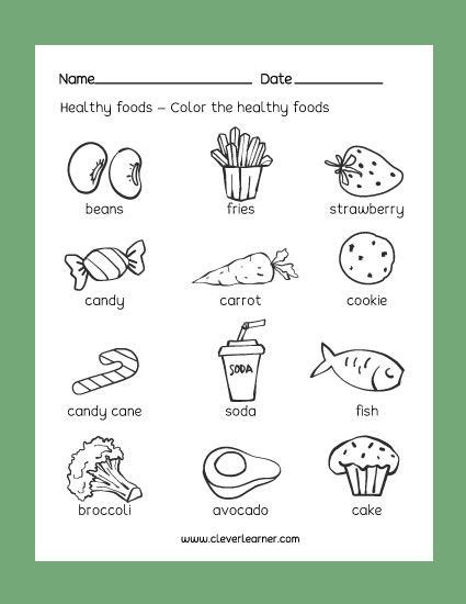 Healthy Food Game Worksheets | 99Worksheets