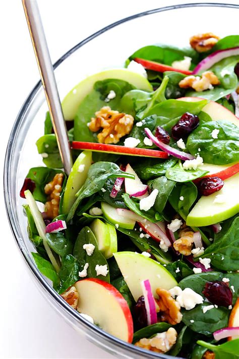 It's made with a delicious mix of sweet and savory ingredients, it's tossed with a tangy champagne vinaigrette, and it's always a crowd favorite! My Favorite Apple Spinach Salad | Gimme Some Oven
