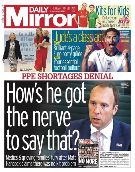 Daily Mirror Front Page 11th Of June 2021 Tomorrow S Papers Today