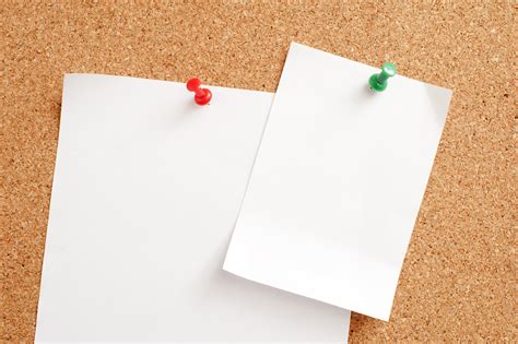 I also prefer wider notebooks so. Image of Blank Notice Papers Pinned on Cork Board ...