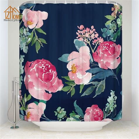 Memory Home Flower Shower Curtain Waterproof Polyester Fabric Floral