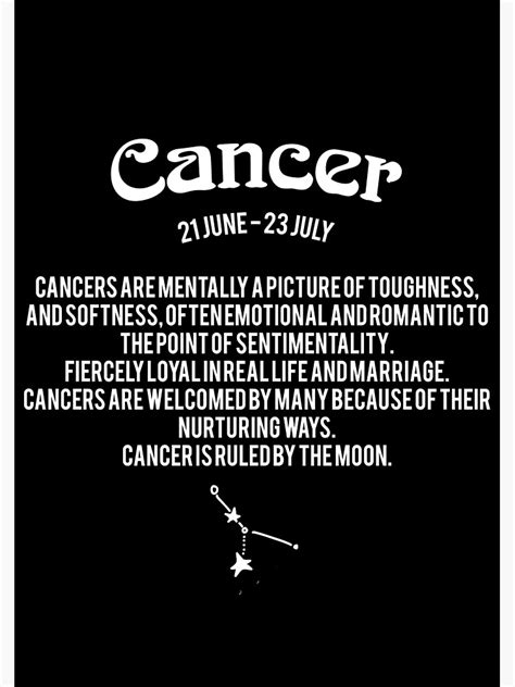 Cancer is the fourth sign in the zodiac, ruled by the moon, and ruling the fourth house. "Cancer Star Sign" Poster by TeeShells | Redbubble